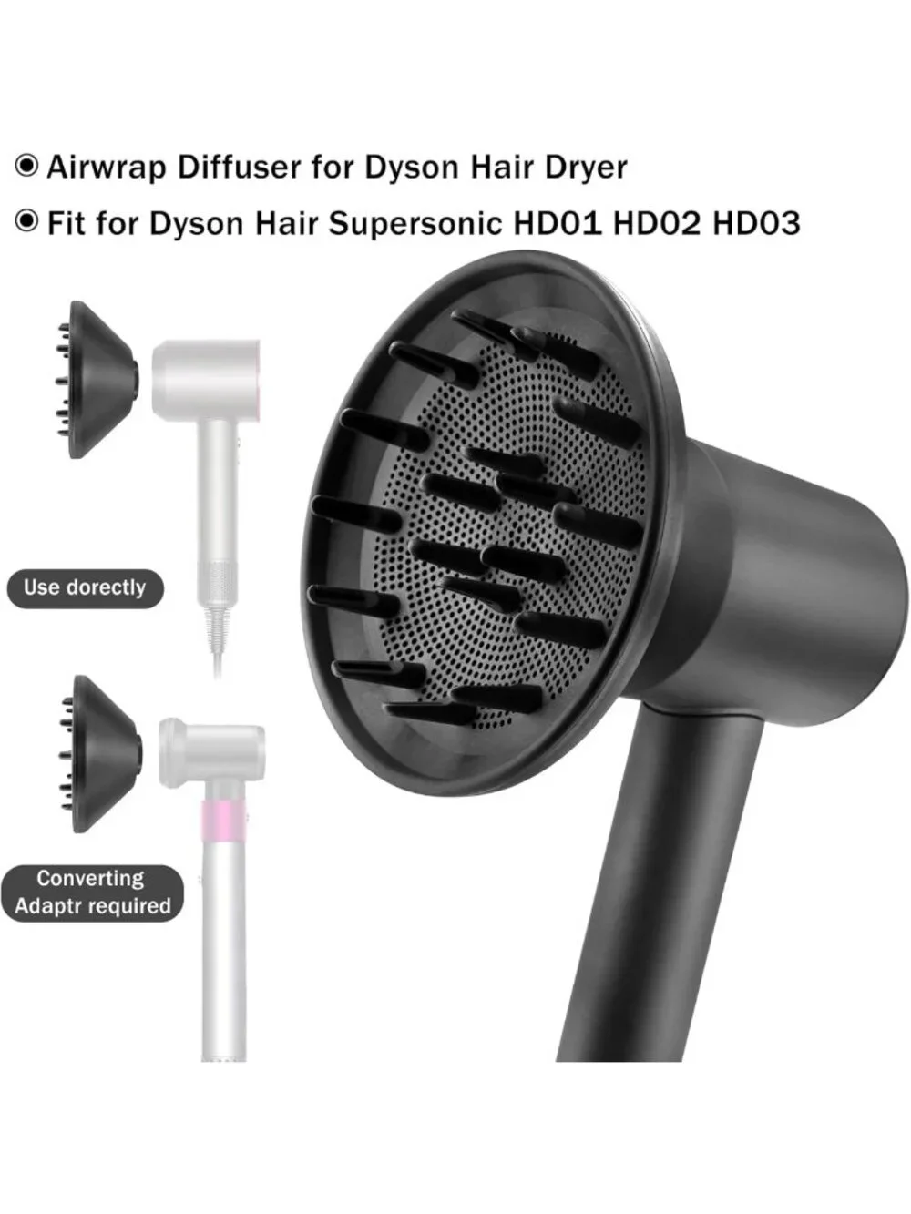 Hair Diffuser Attachment for Supersonic Hair Dryer - Styling Tool & Accessories